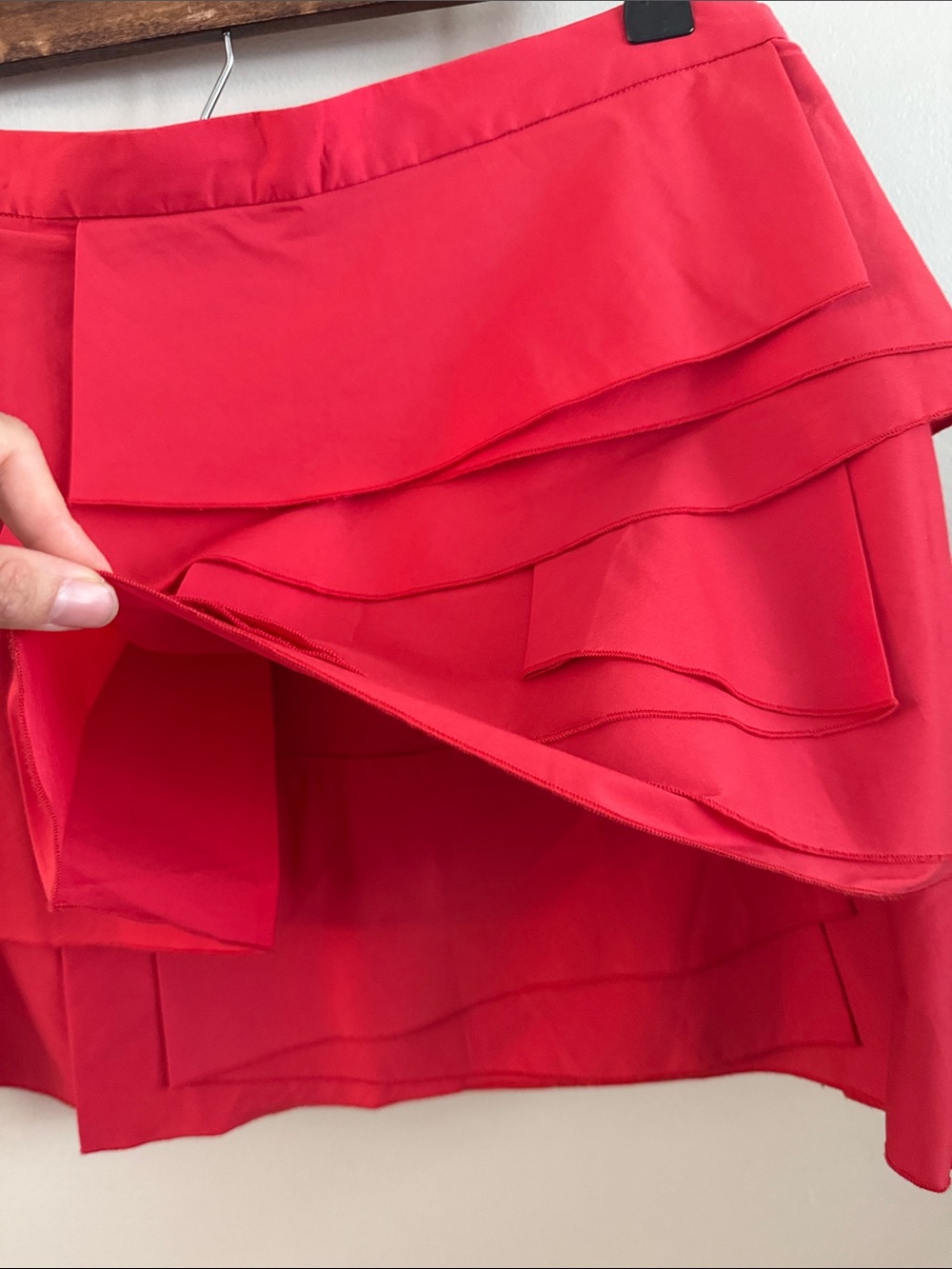 BCBGMaxAzria Layered Ruffle Mini Skirt - Red - Picture 5 of 11